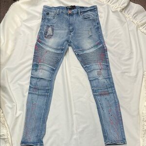 Trendy Light Blue Distressed Skinny Jeans